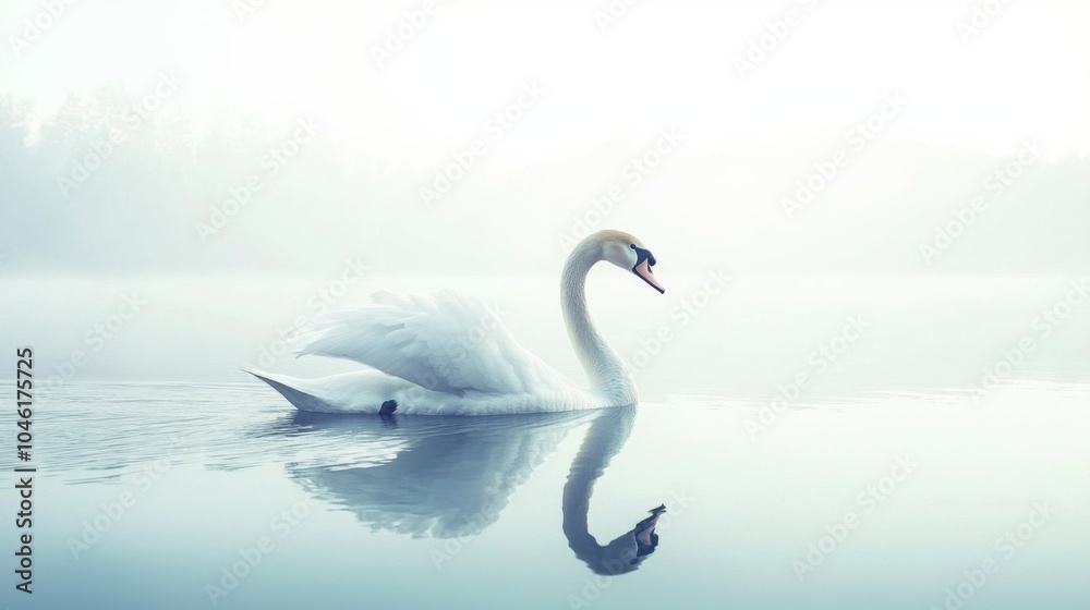 Graceful Swan - Swan gliding peacefully across a lake Graceful Swan - Swan gliding peacefully across a lake