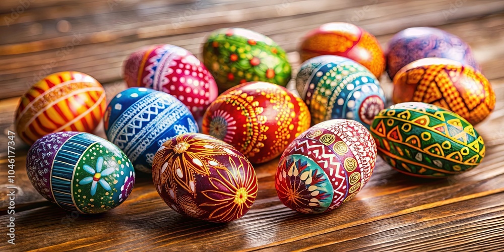 A Collection of Hand-Painted Eggs with Intricate Designs, Celebrating the Joy of Spring and Renewal A Collection of Hand-Painted Eggs with Intricate Designs, Celebrating the Joy of Spring and Renewal