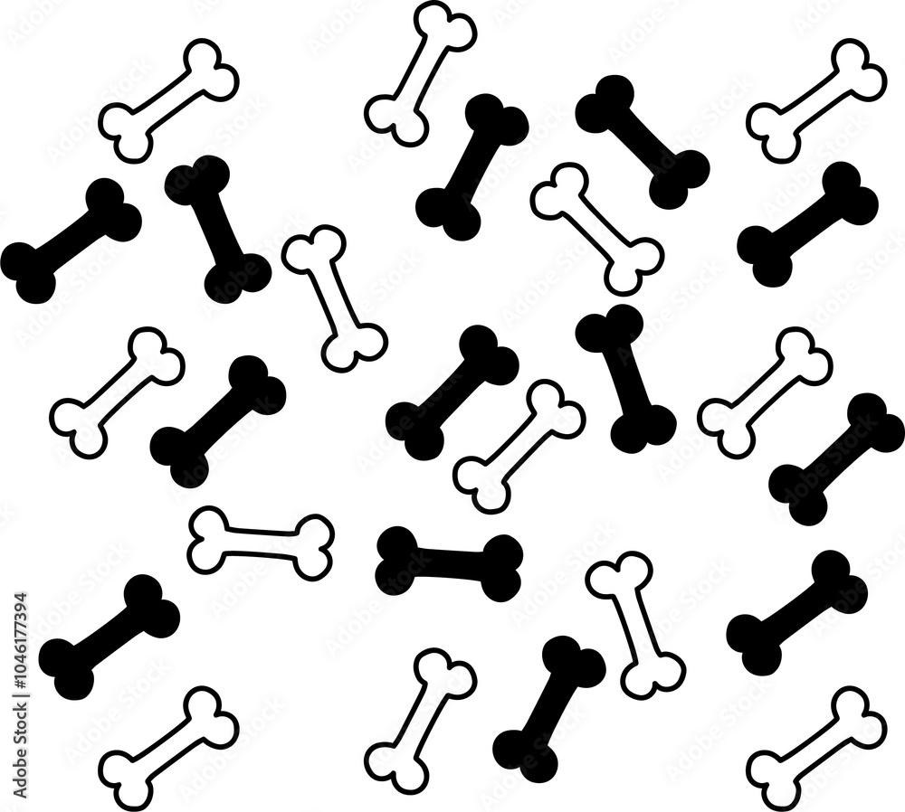 Dog bones black on white background. Seamless pattern. Dog bones black on white background. Seamless pattern.