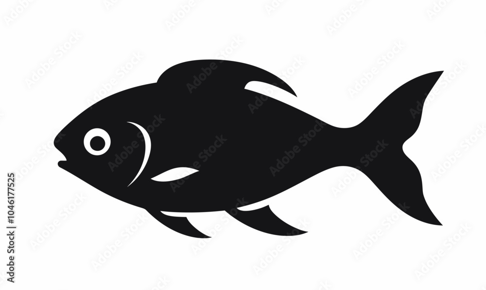 Obraz premium Fish or seafood line art black icon for food apps 