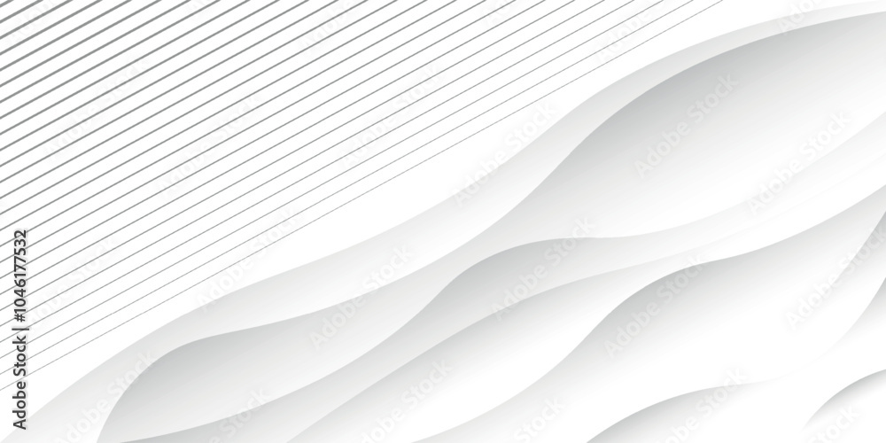 Obraz premium White wave line abstract background design. Digital white wave curve sculpture abstract graphic poster. Vector illustration.