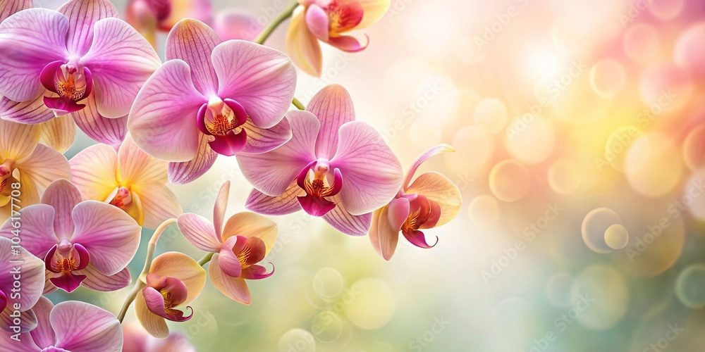 Delicate Orchid Blossoms Against a Dreamy Bokeh Background Delicate Orchid Blossoms Against a Dreamy Bokeh Background
