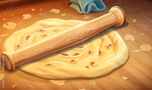  Pie or cookie dough roll out with cartoon rolling pin