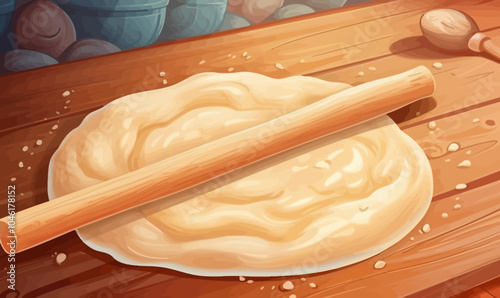  Pie or cookie dough roll out with cartoon rolling pin