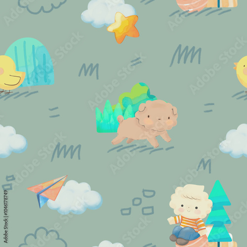 Repeat pattern, cute cartoon