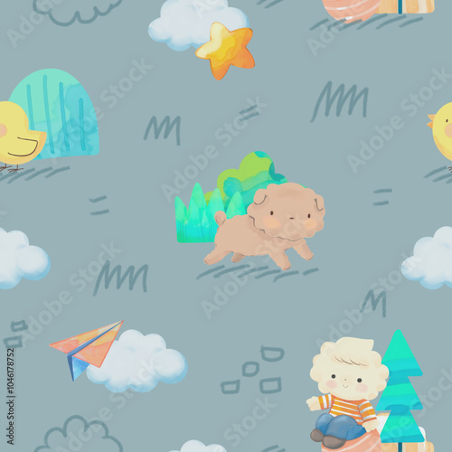 Repeat pattern, cute cartoon