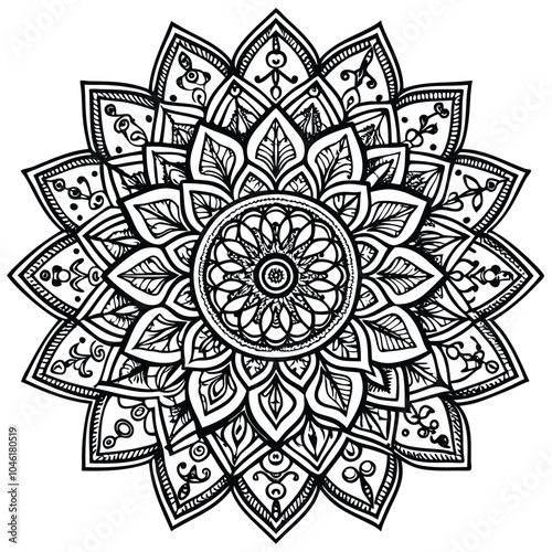 Intricate mandala colouring page designed for adults, featuring detailed patterns for a calming experience.