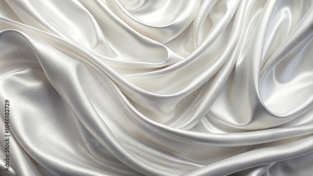 White drapery silk fabric with wavy satin texture White drapery silk fabric with wavy satin texture