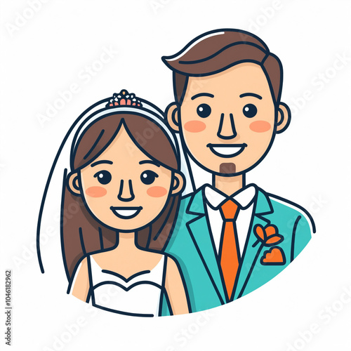 A wedding drawing the couple