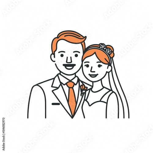 A wedding drawing the couple