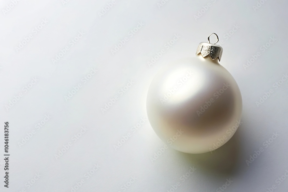 White elegant Christmas ornament on a white background White elegant Christmas ornament on a white background