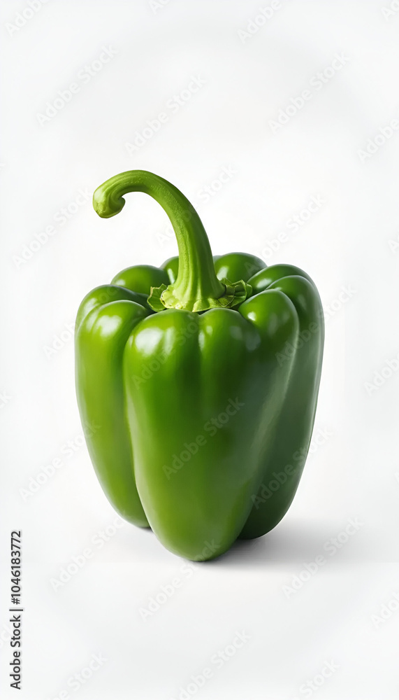 green bell pepper isolated on white background 