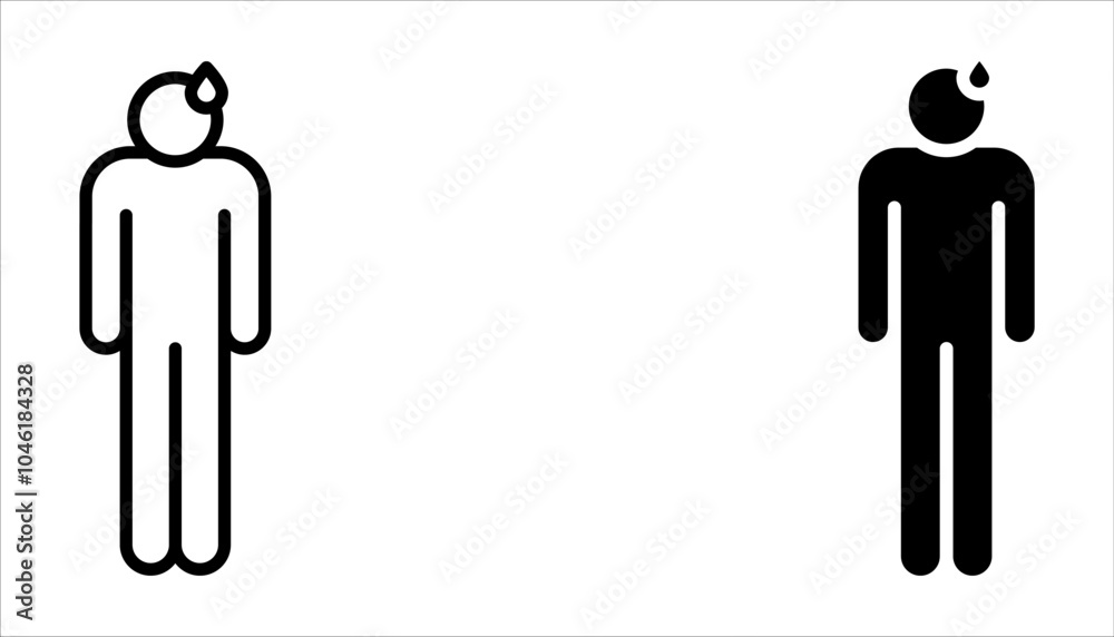 tired person icon set, stress, tiredness, lack of energy, thin line symbol isolated on white background tired person icon set, stress, tiredness, lack of energy, thin line symbol isolated on white background