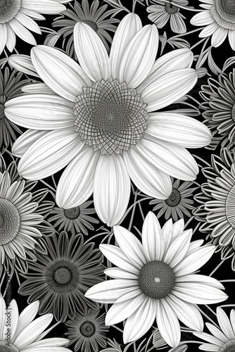 black and white flower