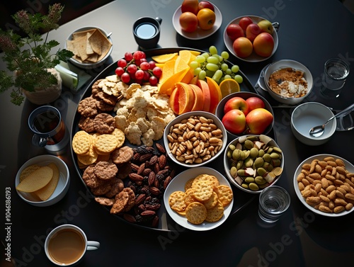 Business office meeting snacks and fruits, business office diversity, lounge, team atmosphere