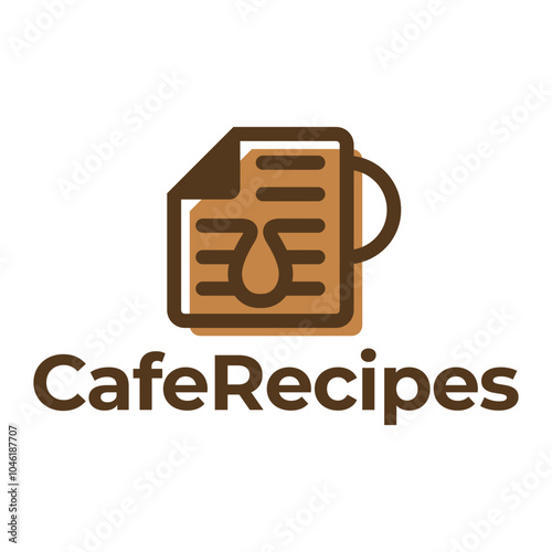 cafe recipes flat minimalist logo design