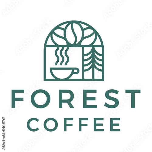 forest coffee flat minimalist logo design