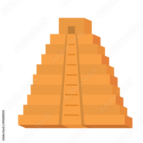 Flat icon of Mayan pyramid symbolizing ancient Mexican architecture Vector