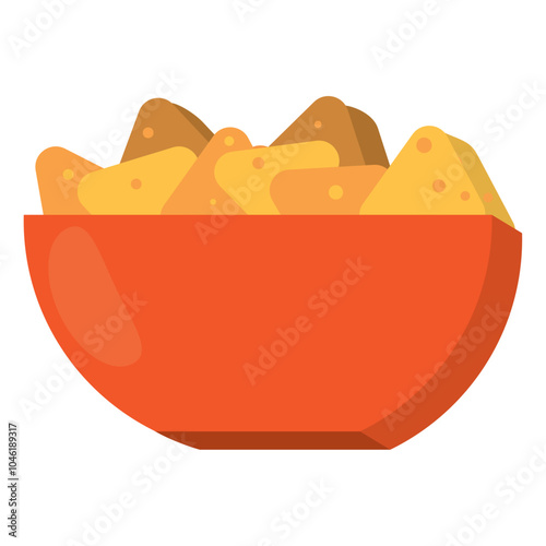 Flat nachos icon in a bowl for Mexican food concepts Vector