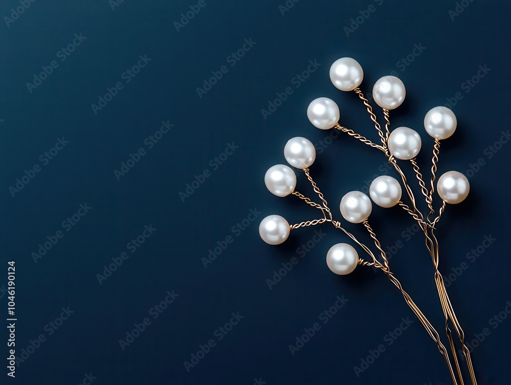 Obraz premium Pearl hairpins with delicate gold accents, a timeless accessory for adding beauty to any hairstyle