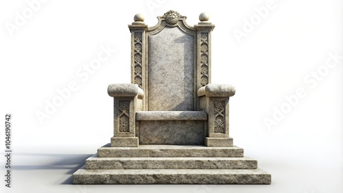 Stone throne isolated on white background