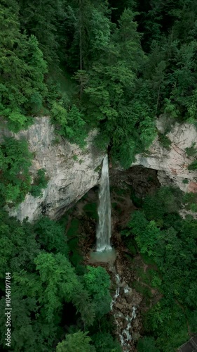 Wildensteiner Waterfall in Austria Aerial Drone View photo