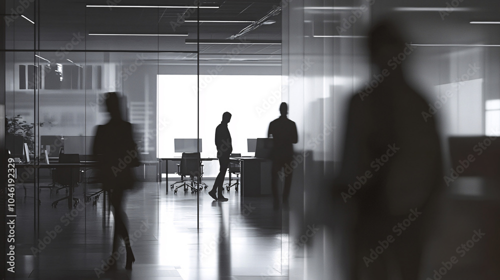 Abstract blur image of Business people walking at modern hallway with bokeh for background usage Abstract blur image of Business people walking at modern hallway with bokeh for background usage