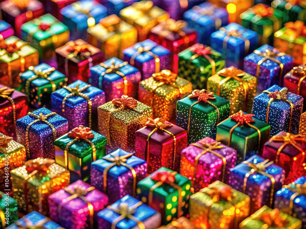 Festive Gift Box Macro Seamless Pattern - Colorful, Intricate Design Festive Gift Box Macro Seamless Pattern - Colorful, Intricate Design