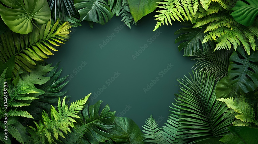 Lush green foliage creates a vibrant frame around a blank space, ideal for highlighting text or images with a natural theme. Lush green foliage creates a vibrant frame around a blank space, ideal for highlighting text or images with a natural theme.