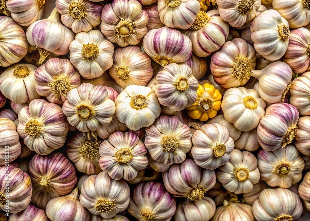 Garlic Harvest - Wholesale Farmers Market Top View Garlic Harvest - Wholesale Farmers Market Top View