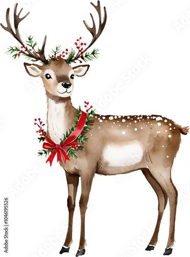 Watercolor Christmas Reindeer photo