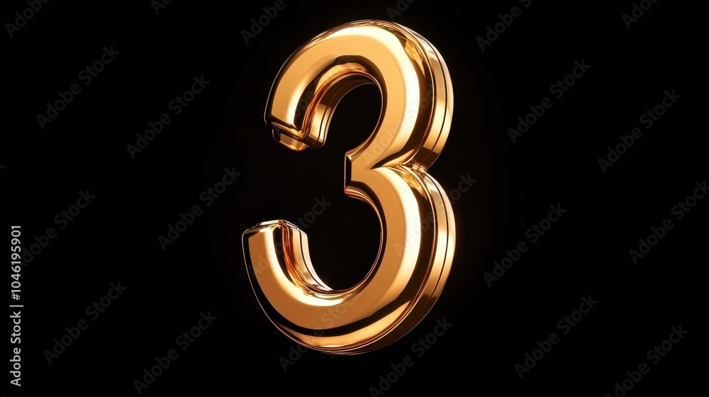 Golden Number Three Rendered Golden Number Three Rendered