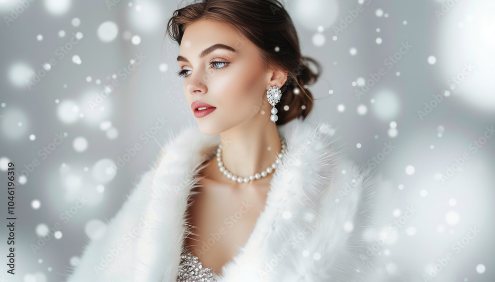 portrait of a woman with snowflakes portrait of a woman with snowflakes