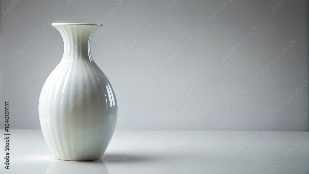 white glass vase isolated on light grey background