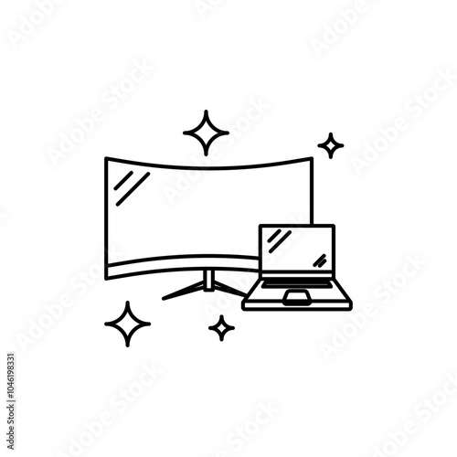 Laptop icon template with ultrawide monitor as second monitor.