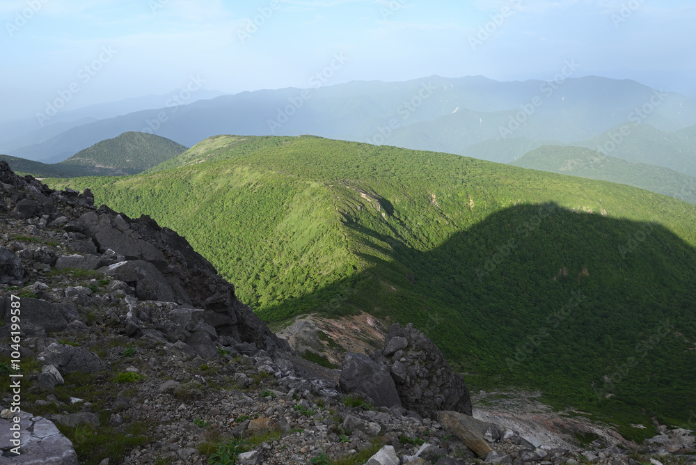 Climbing mountain ridge, Nasu, Tochigi, Japan Climbing mountain ridge, Nasu, Tochigi, Japan