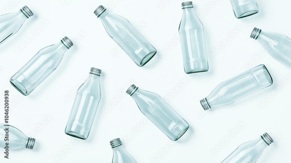 Glass milk bottles arranged on a white background. Glass milk bottles arranged on a white background.