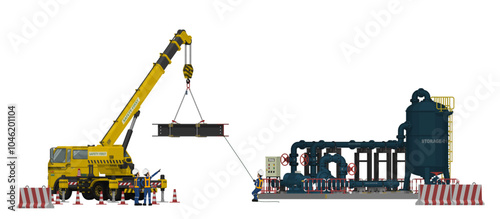 Construction site on white background