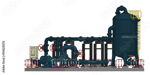 Isolated pump system on white background