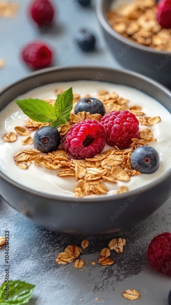 Greek Yogurt with Granola and Fresh Berries Delight Greek Yogurt with Granola and Fresh Berries Delight