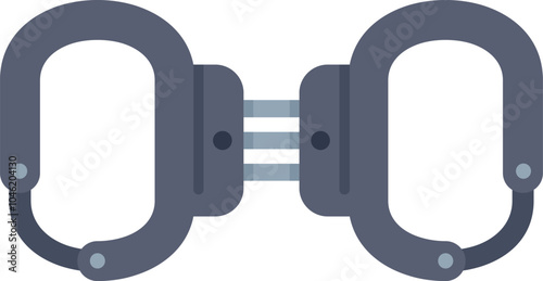 This vector illustration shows a pair of metal handcuffs, representing law enforcement, arrest, and detention