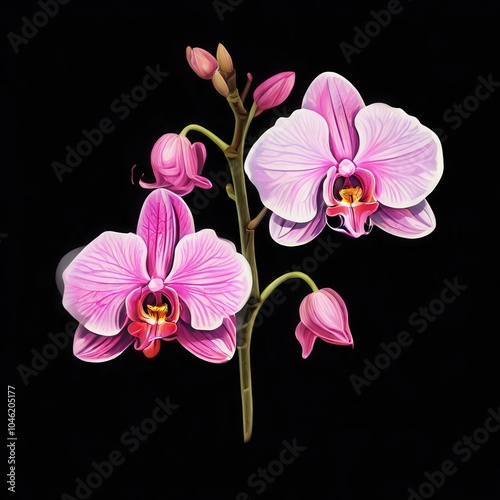 the AI Image Generator, Beautiful orchid flowers with white background,
