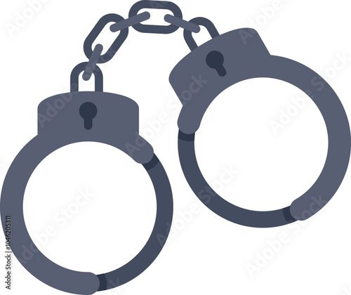 This illustration shows a pair of handcuffs, representing law enforcement, crime, and the restriction of freedom
