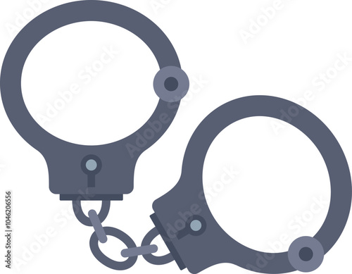 Two steel handcuffs closed on a white background representing law enforcement