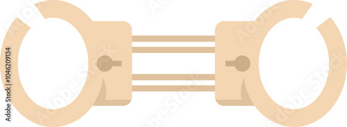 Pair of metal handcuffs for arresting criminals is lying on a white background