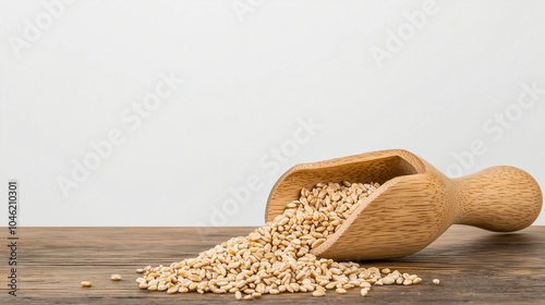 Wooden Scoop of Rolled Oats...