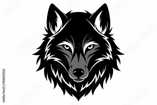 Wolf head silhouette black and white colors Vector illustration photo