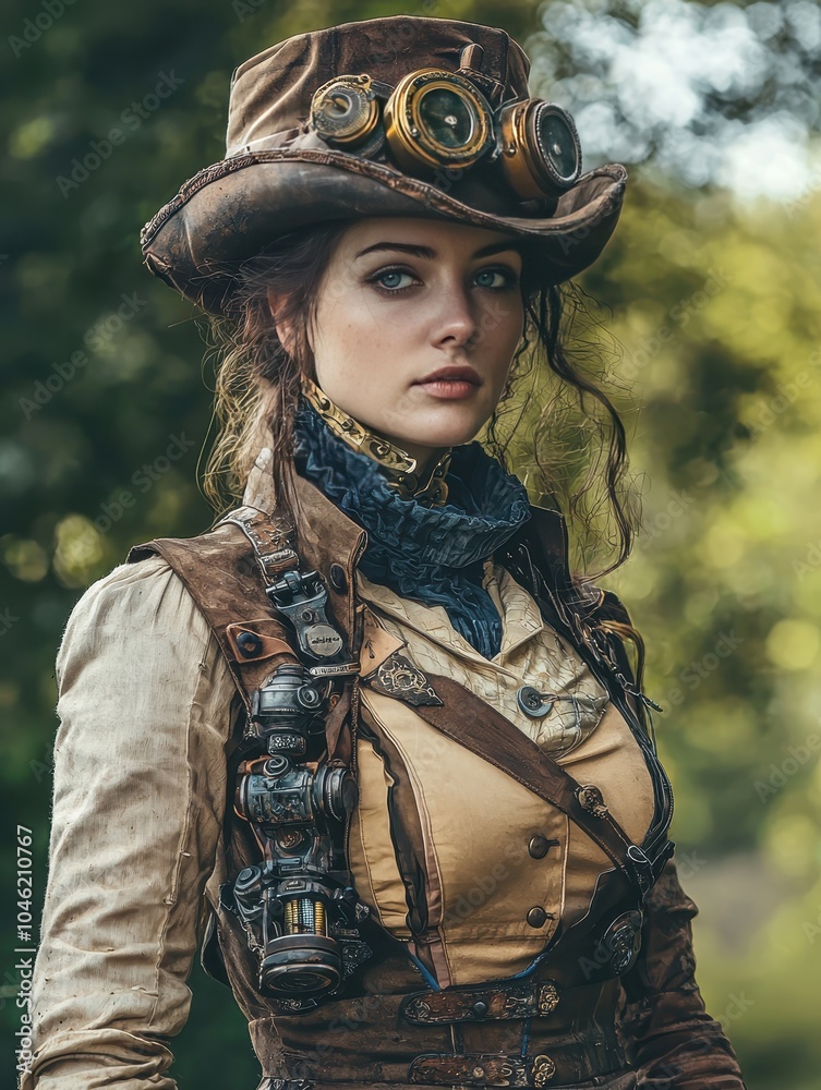 Steampunk Adventurer in Intricate Mechanical Gear Steampunk Adventurer in Intricate Mechanical Gear