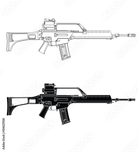 Black and white vector german army assault rifle