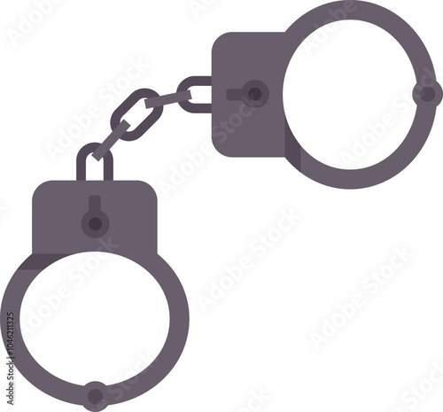 Pair of metal handcuffs often used by law enforcement for arresting criminals